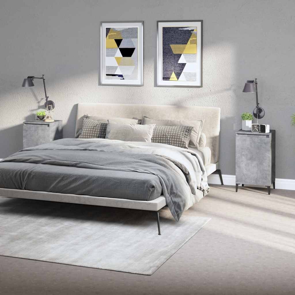 vidaXL Нощни шкафчета 2 бр бетонно сиво 40x35x70см инженерно дърво
