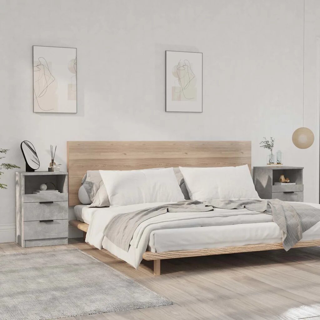 vidaXL Нощни шкафчета 2 бр. Бетонно сиво Standard Engineered wood