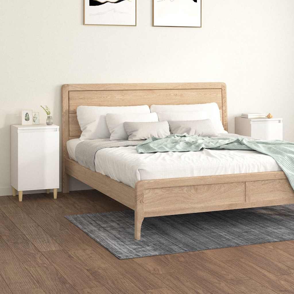 vidaXL Нощни шкафчета 2 бр бял гланц 40x35x70 см инженерно дърво