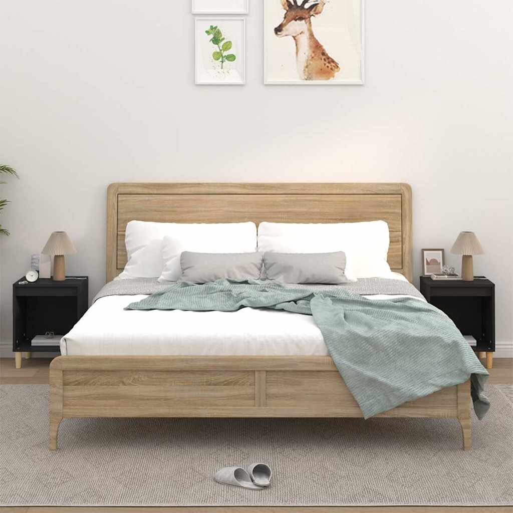vidaXL Нощни шкафчета 2 бр черен 40x35x50 см