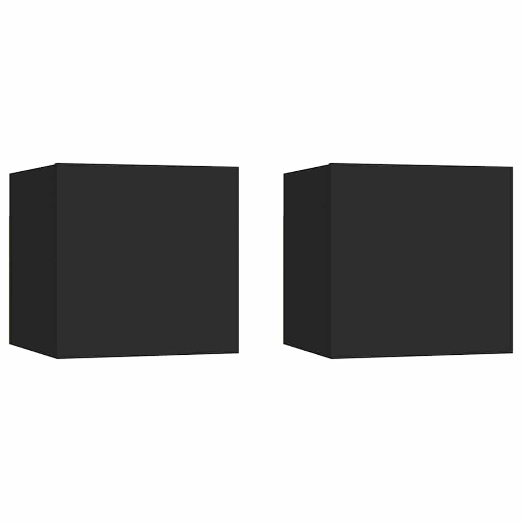 vidaXL Нощни шкафчета 2 бр черни 305x30x30 см инженерно дърво