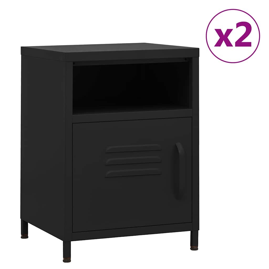 vidaXL Нощни шкафчета 2 бр черни 35х35х51 см стомана