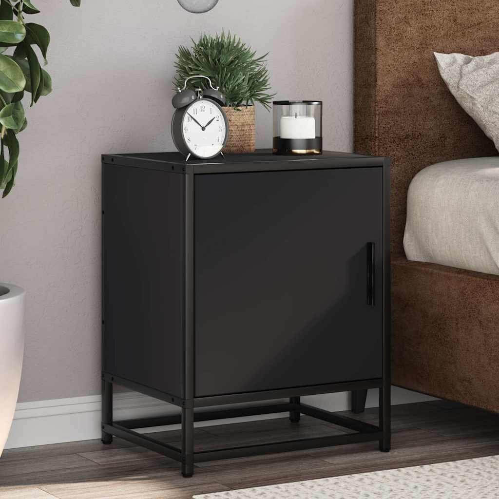 vidaXL Нощни шкафчета 2 бр. черни 40x31x50 cm Изработено дърво и метал