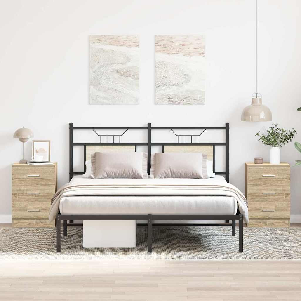 vidaXL Нощни шкафчета 2 бр дъб сонома 38x35x56 см инженерно дърво