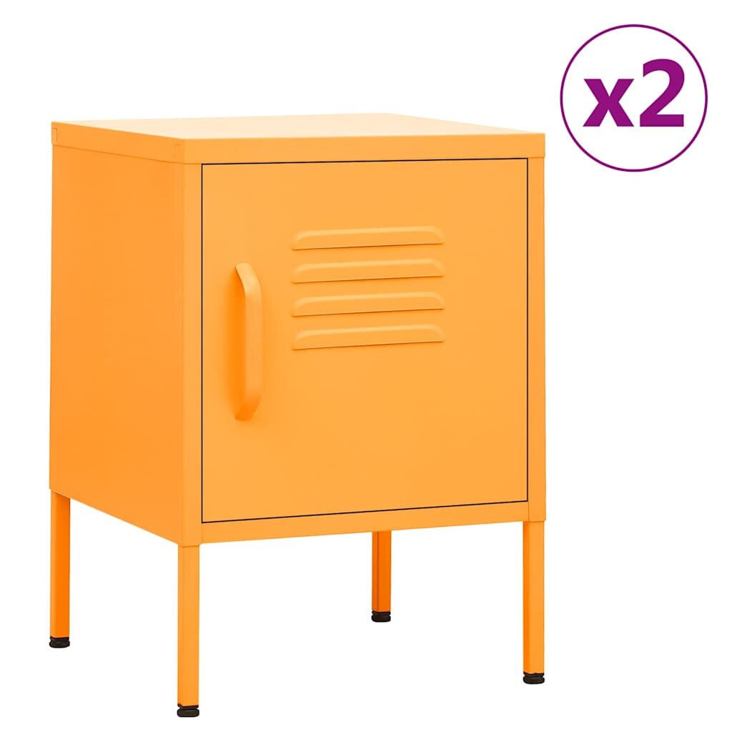vidaXL Нощни шкафчета 2 бр горчица жълто 35х35х51 см стомана