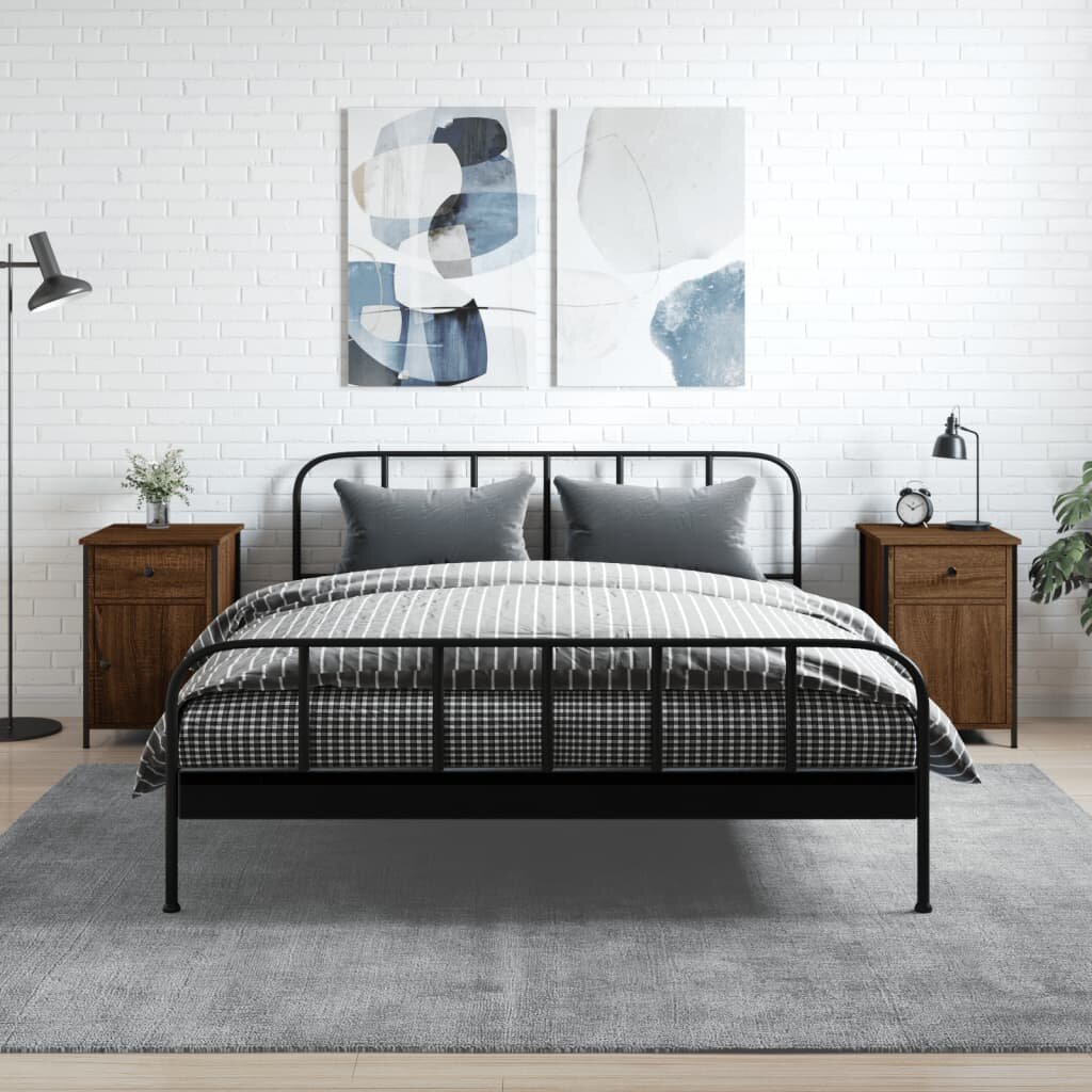 vidaXL Нощни шкафчета 2 бр кафяв дъб 40x42x60 см инженерно дърво