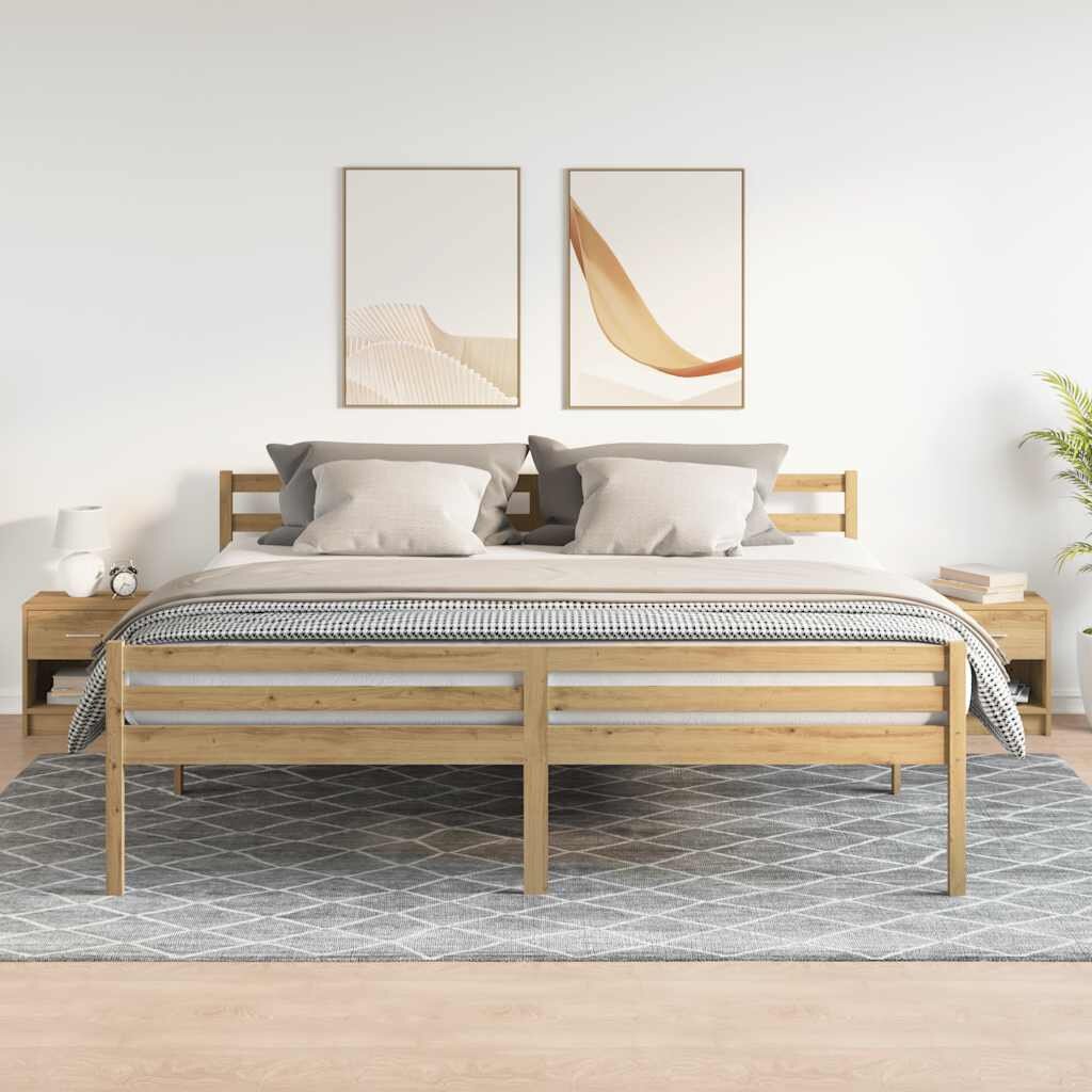 vidaXL Нощни шкафчета 2 бр. с чекмедже дъб занаятчийски 39x28x41 см