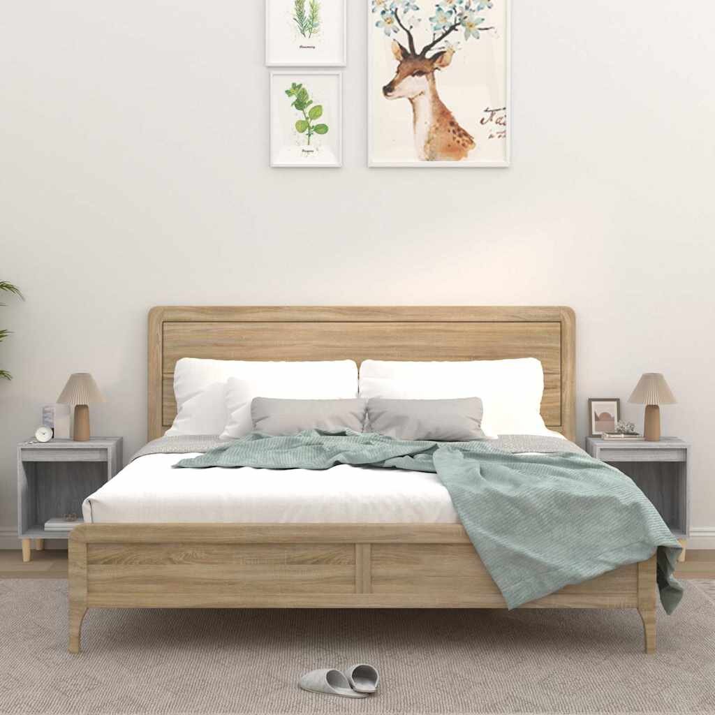 vidaXL Нощни шкафчета 2 бр сив сонома 40x35x50 см