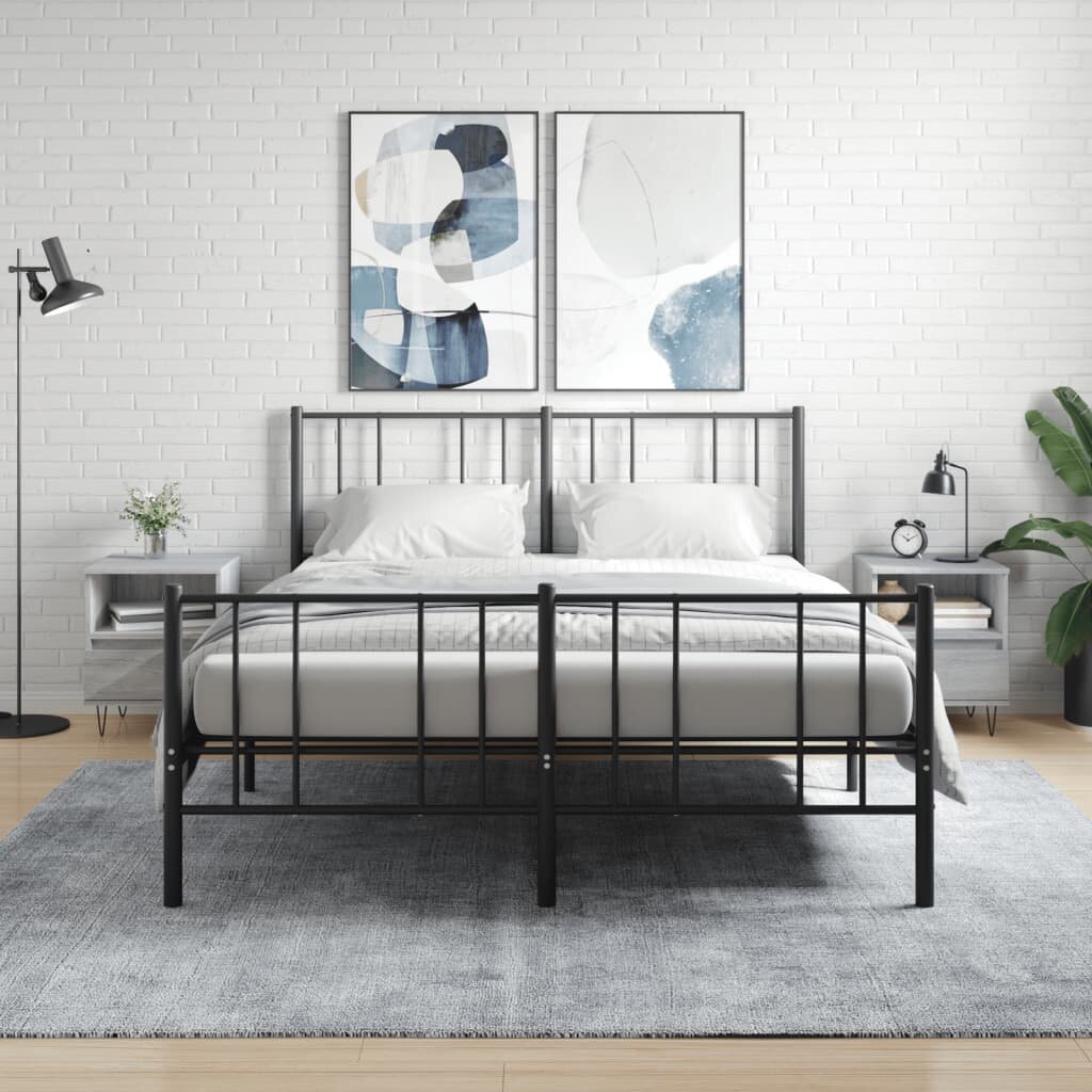 vidaXL Нощни шкафчета 2 бр сив сонома 40x35x50 см инженерно дърво