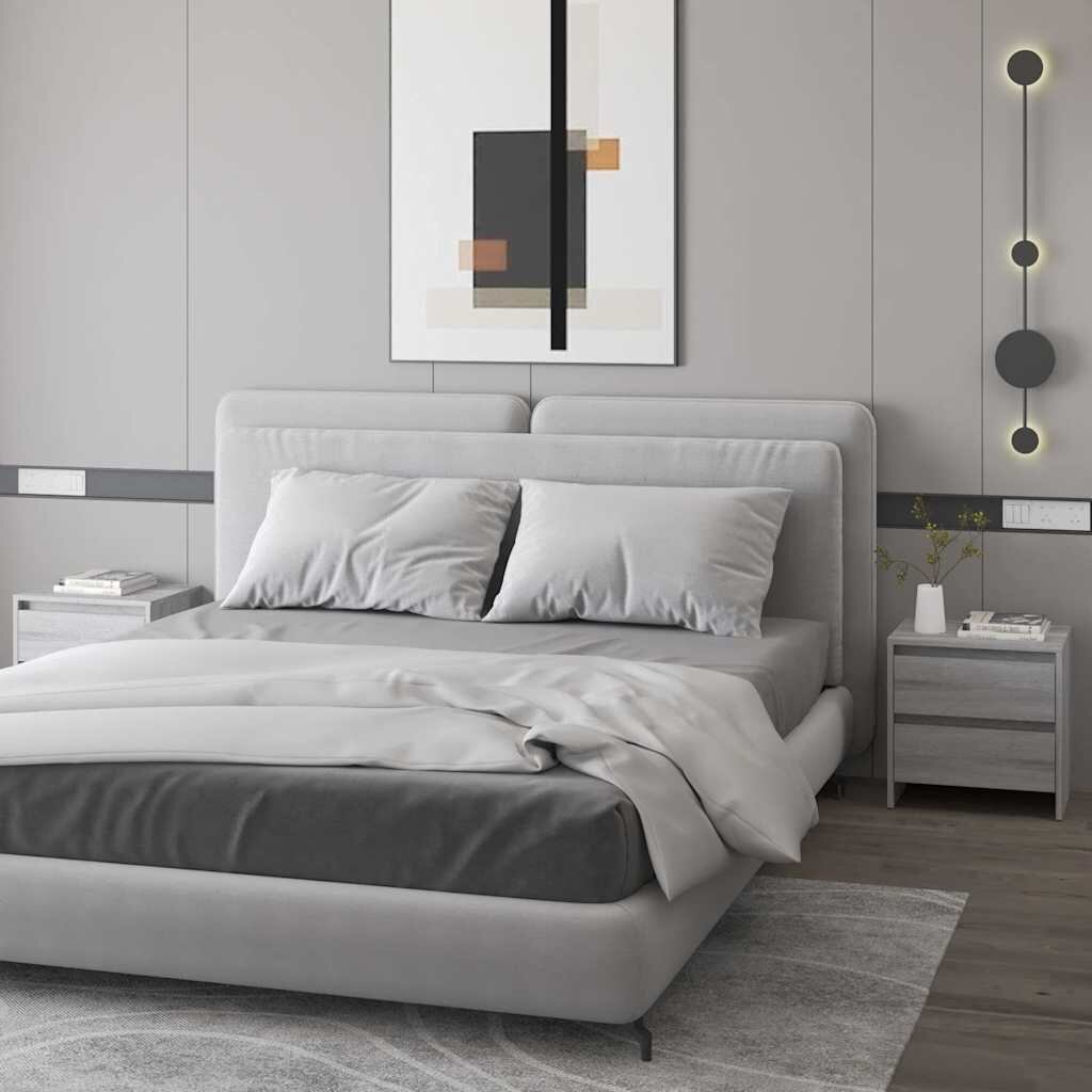 vidaXL Нощни шкафчета 2 бр сив сонома 45x345x445 см инженерно дърво