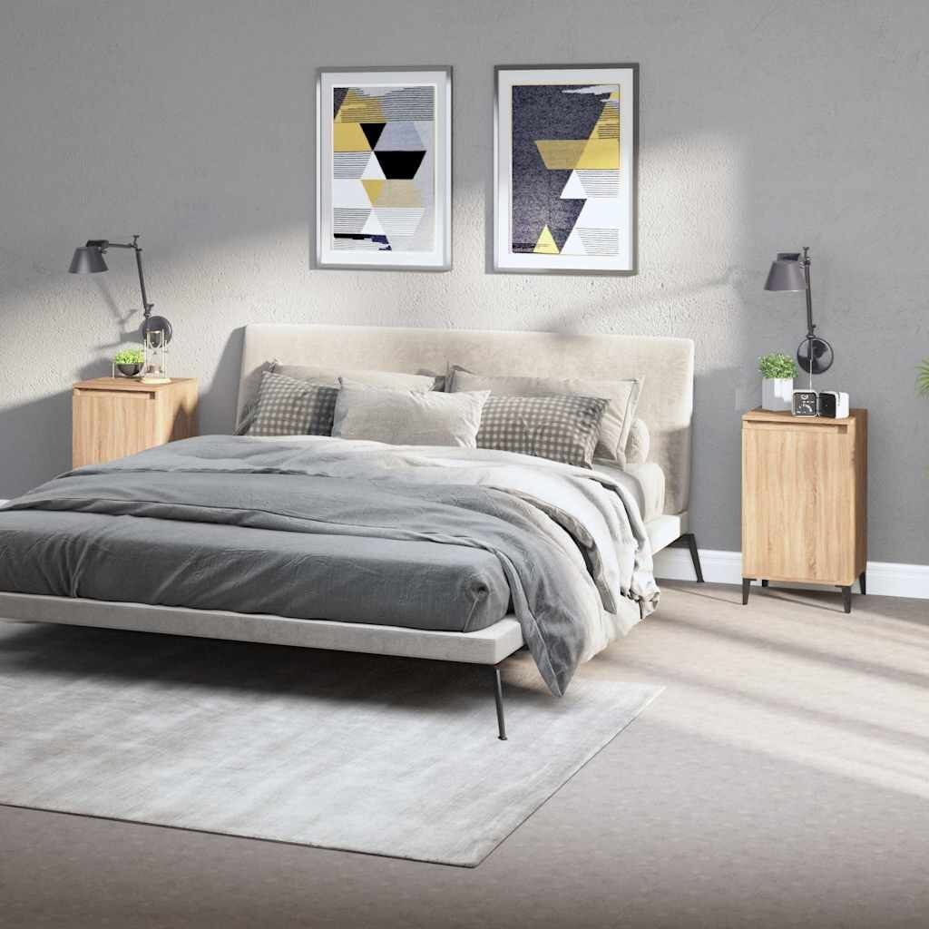 vidaXL Нощни шкафчета 2 бр сонома дъб 40x35x70 см инженерно дърво