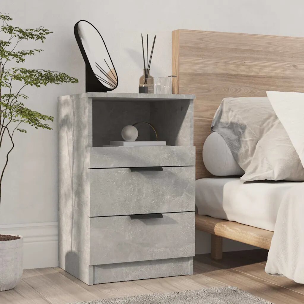 vidaXL Нощни шкафчета Бетонно сиво Medium Engineered wood