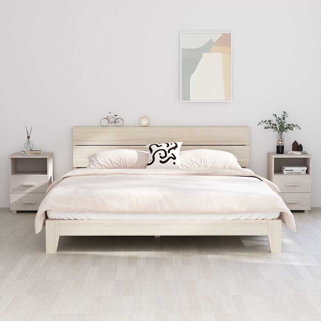 vidaXL Нощни шкафчета HAMAR 2 бр бели 40x35x62 см бор масив