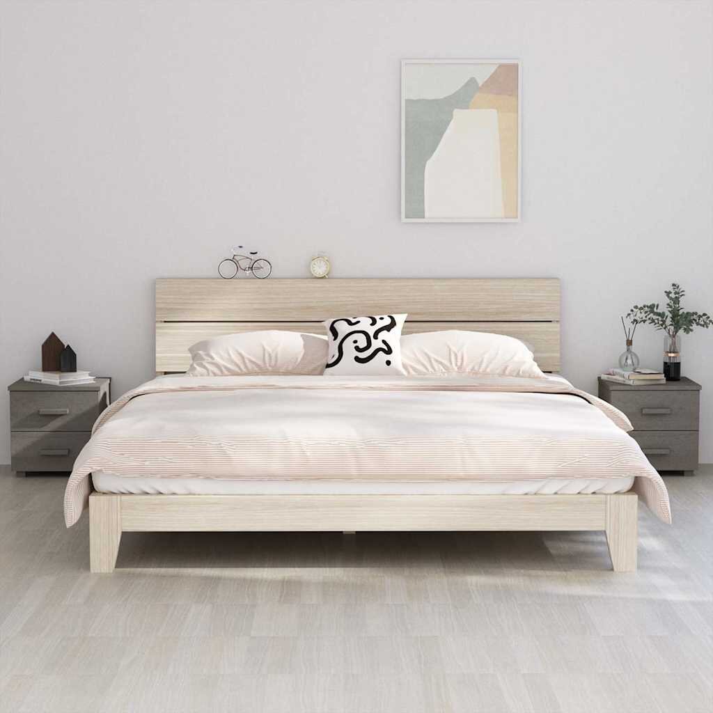 vidaXL Нощни шкафчета HAMAR 2 бр светлосиви 40x35x445 см бор масив