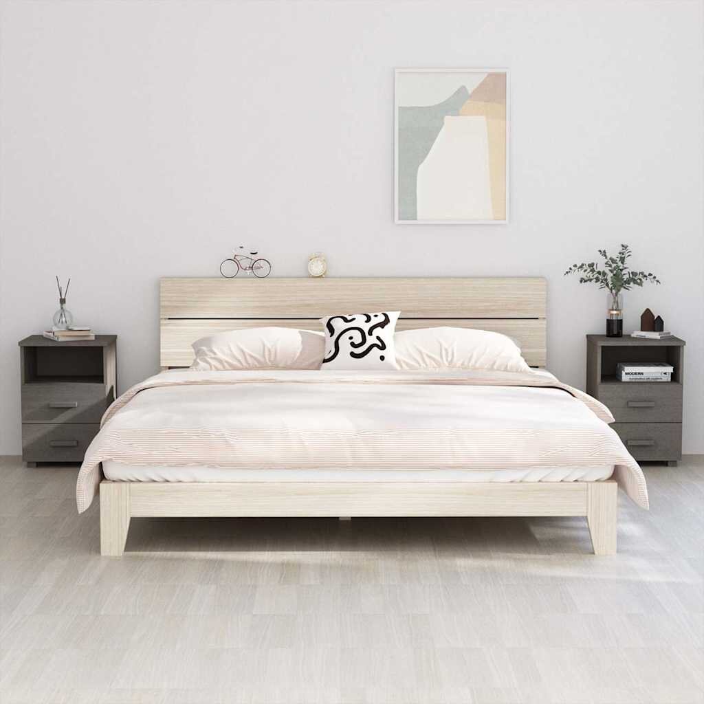 vidaXL Нощни шкафчета HAMAR 2 бр светлосиви 40x35x62 см бор масив