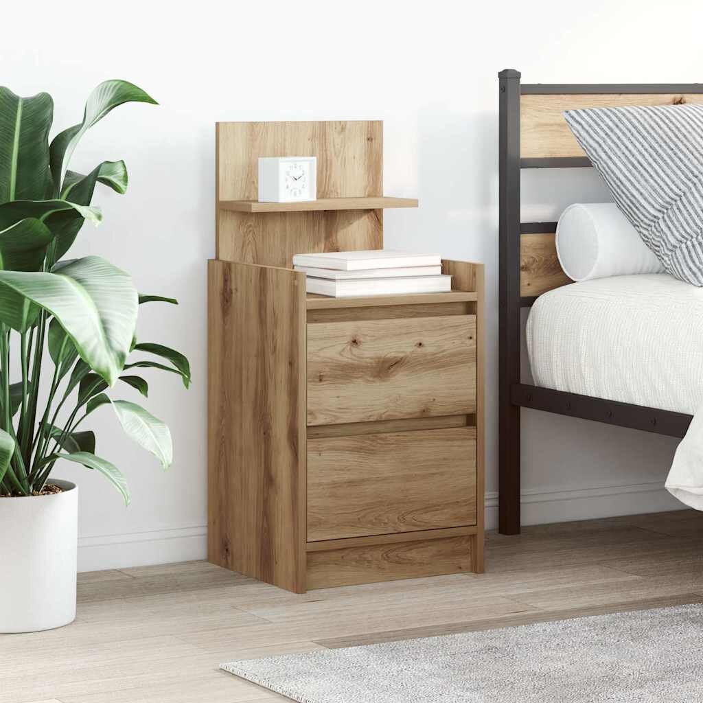 vidaXL Нощни шкафчета с 2 чекмеджета 2 бр. дъб артизан 38x34x80 см