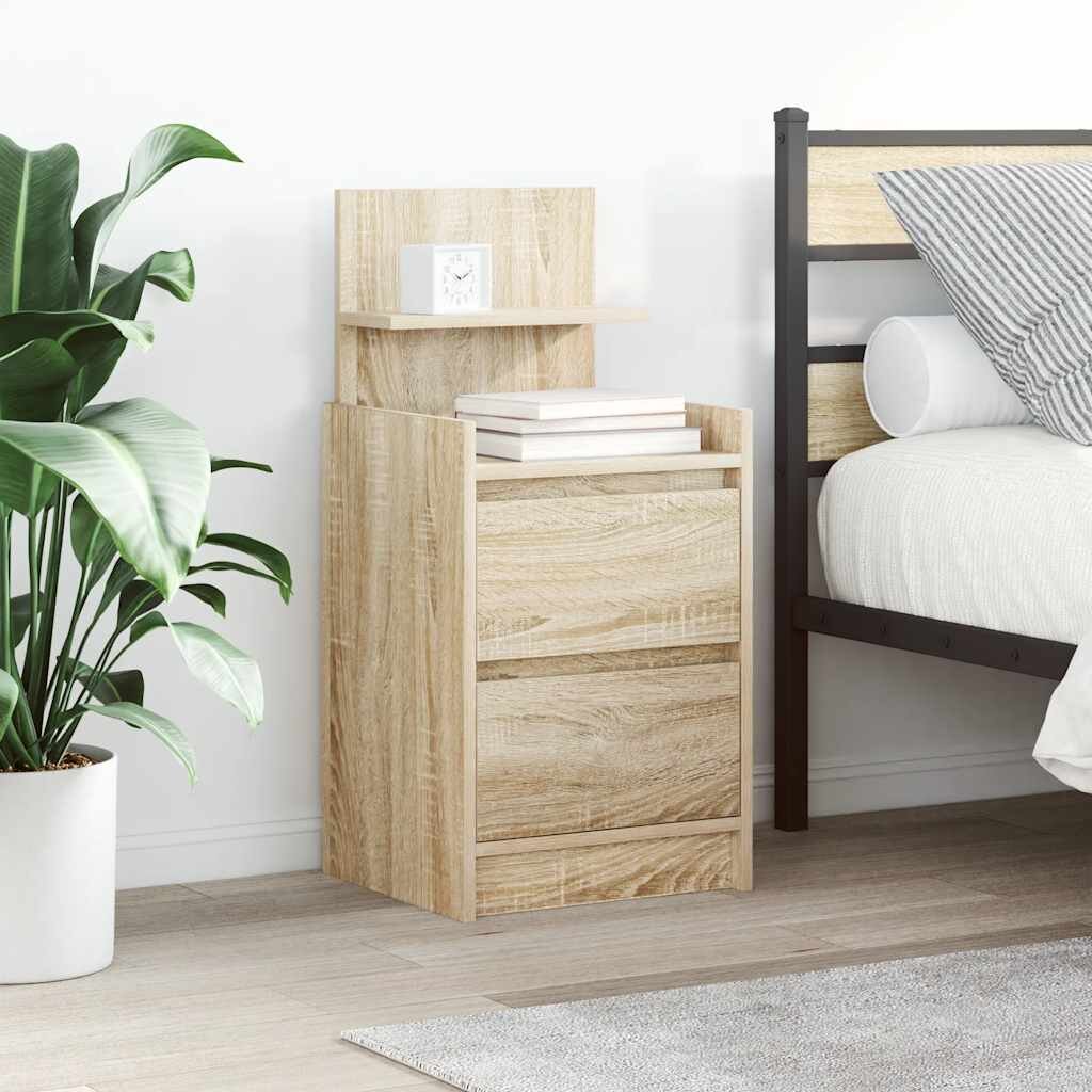 vidaXL Нощни шкафчета с 2 чекмеджета 2 бр. дъб сонома 38x34x80 см