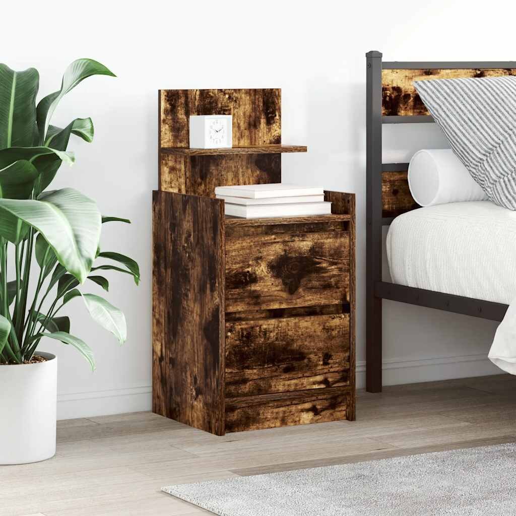 vidaXL Нощни шкафчета с 2 чекмеджета 2 бр. опушен дъб 38x34x80 см