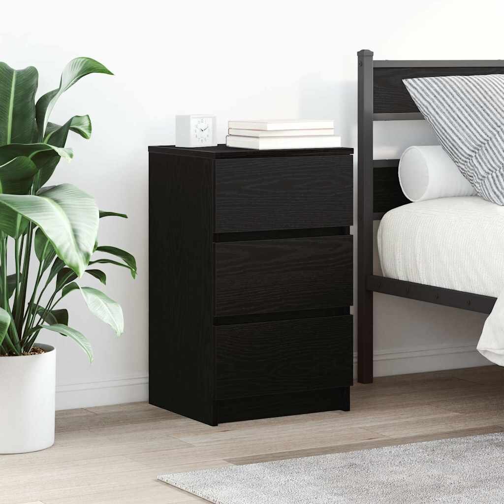 vidaXL Нощни шкафчета с 3 чекмеджета 2 бр черни 39x35x65 см