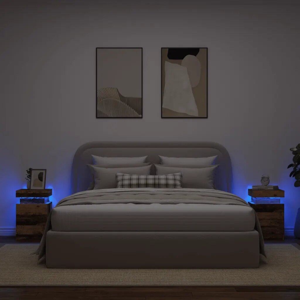 vidaXL Нощни шкафчета с LED 2 бр 35x39x55 см инженерно дърво