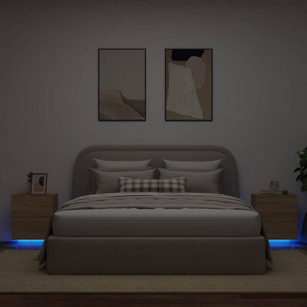 vidaXL Нощни шкафчета с LED 2 бр сонома дъб инженерно дърво