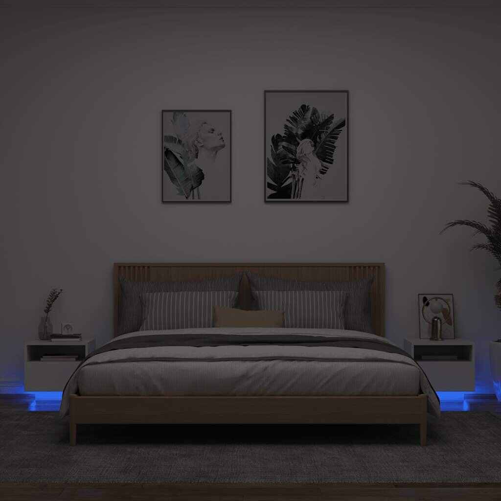 vidaXL Нощни шкафчета с LED осветление 2 бр бели 40x39x37 см