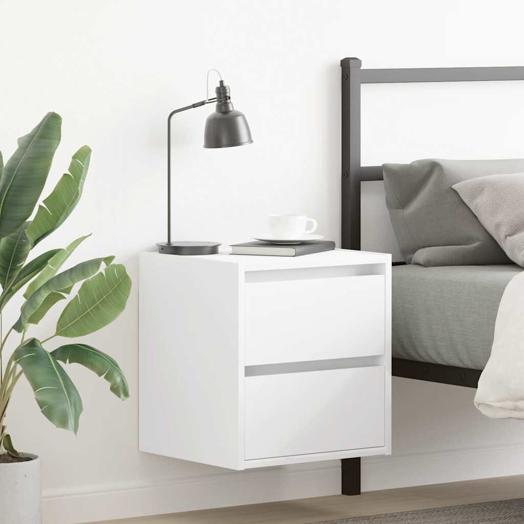 vidaXL Нощни шкафчета за стенен монтаж 2 бр бели 38x34x40 см