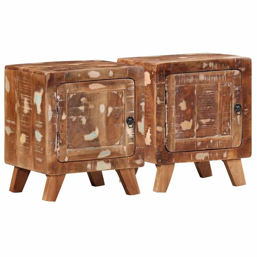 vidaXL Нощно шкафче 2 бр. 40x32x46 см Масивна дървесина Възстановена