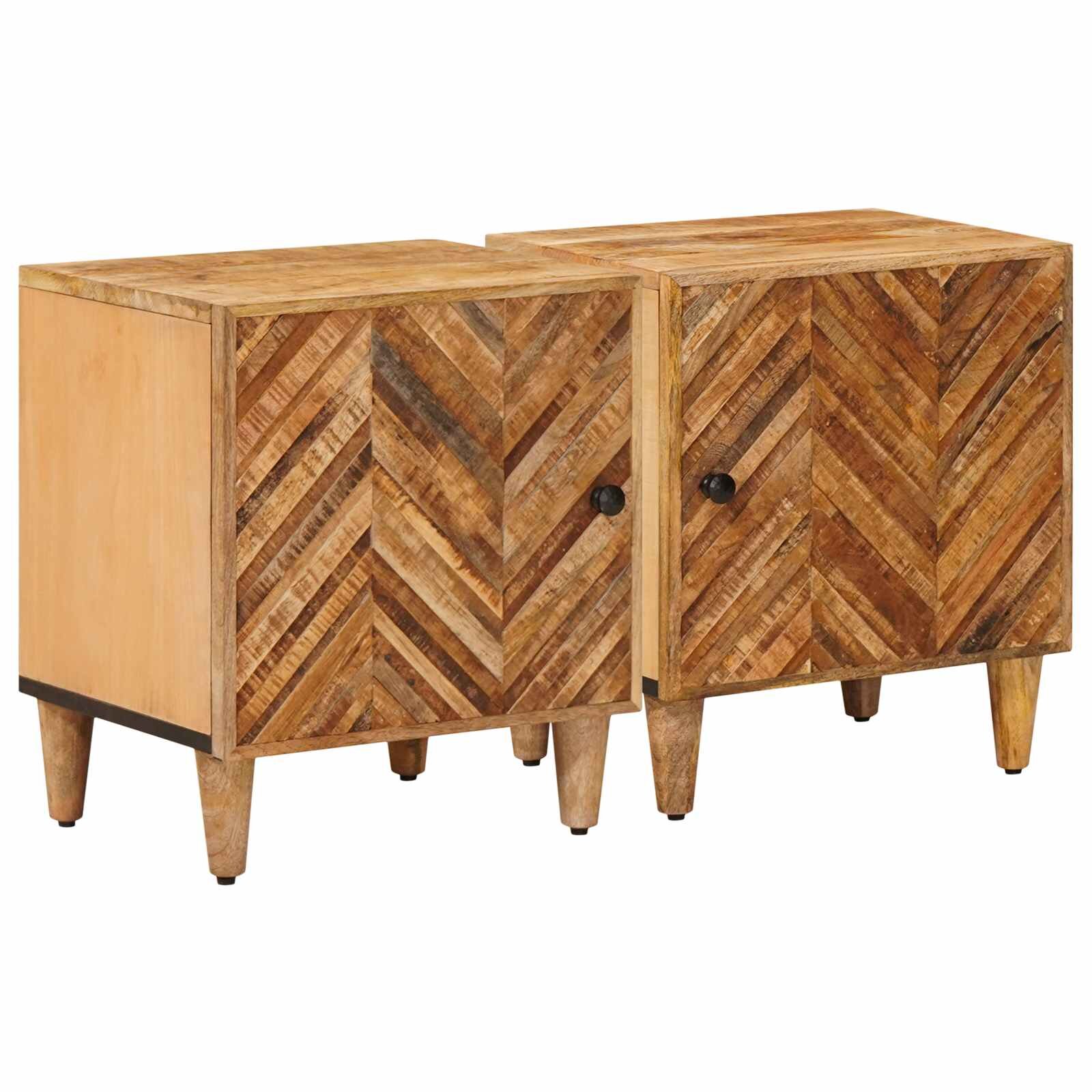 vidaXL Нощно шкафче 2 бр. Кафяво 40 x 33 x 46 cm Солидно мангово дърво