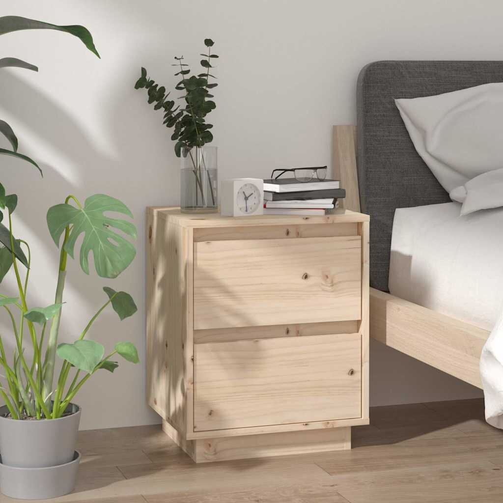 vidaXL Нощно шкафче 40x35x50 см борово дърво масив