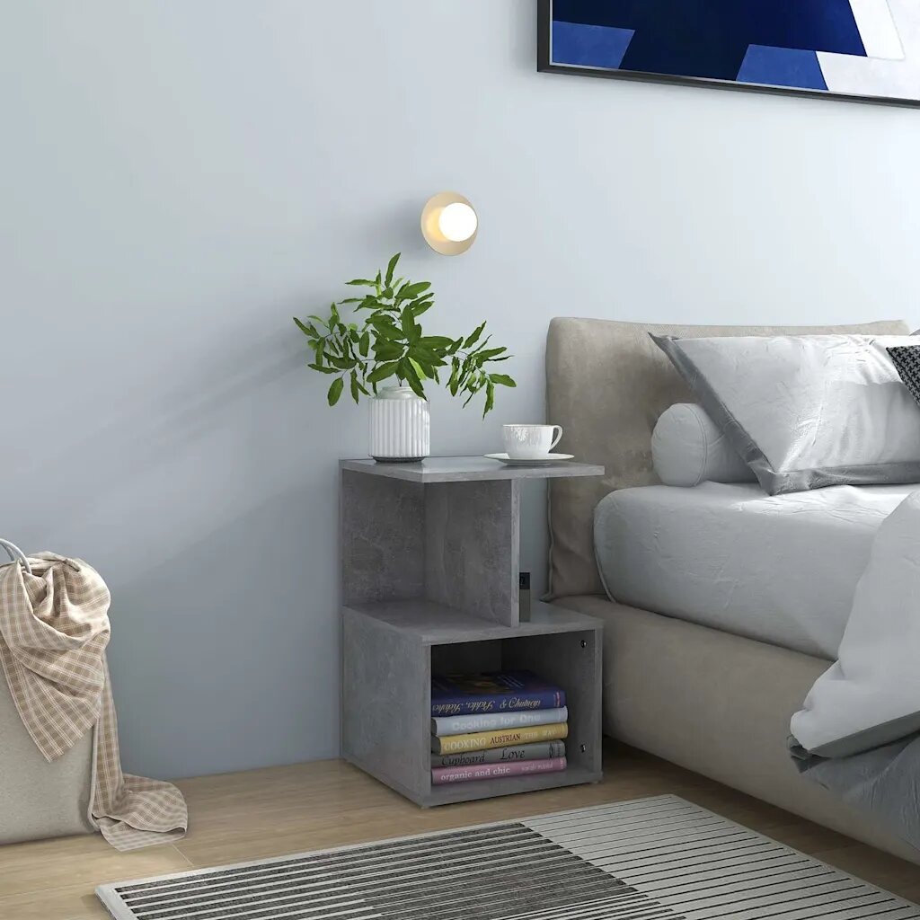 vidaXL Нощно шкафче бетонно сив 35x35x55 см инженерно дърво