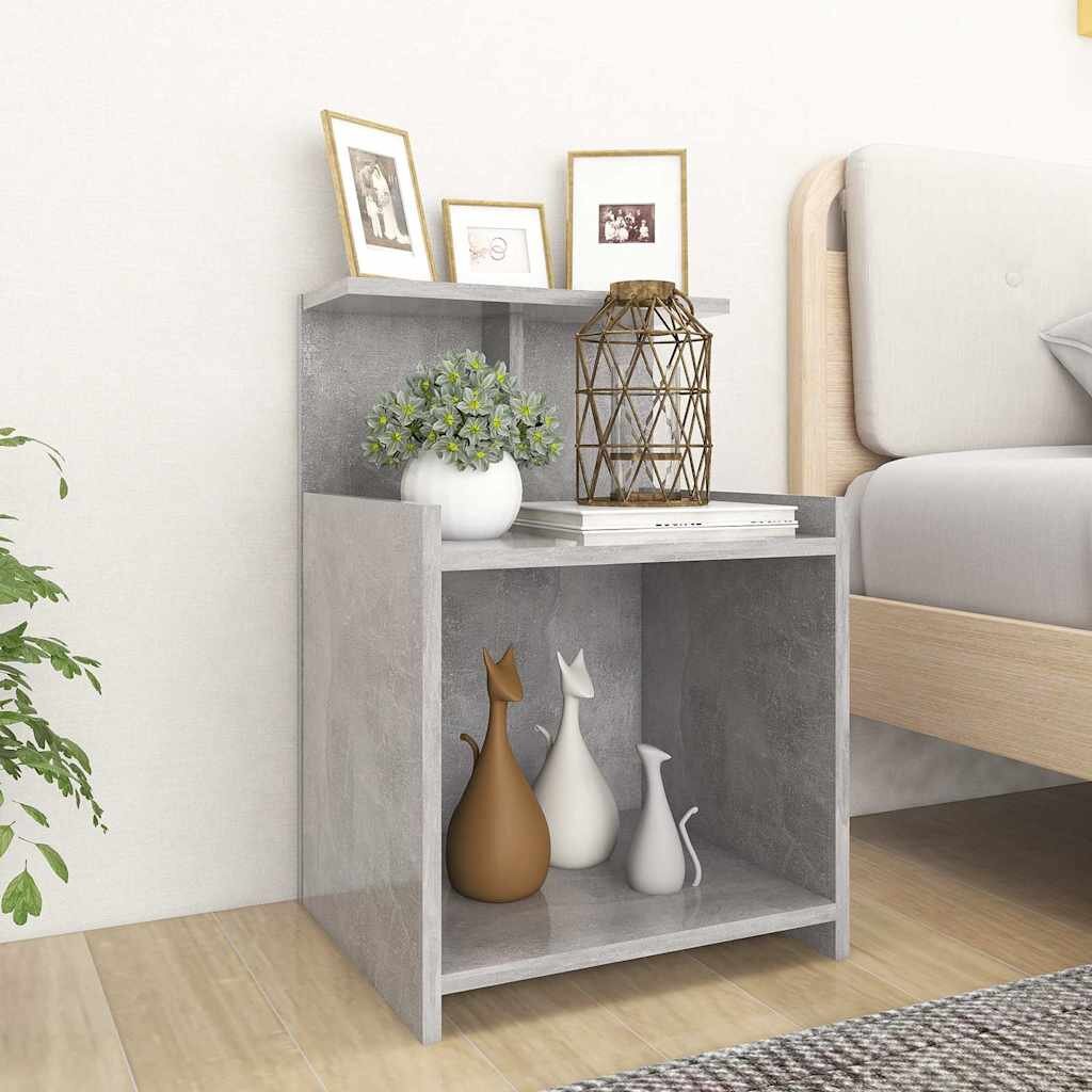 vidaXL Нощно шкафче бетонно сиво 40x35x60 см инженерно дърво