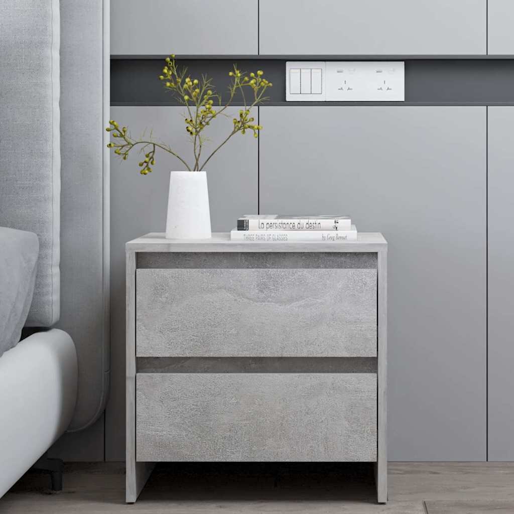 vidaXL Нощно шкафче бетонно сиво 45x345x445 см инженерно дърво