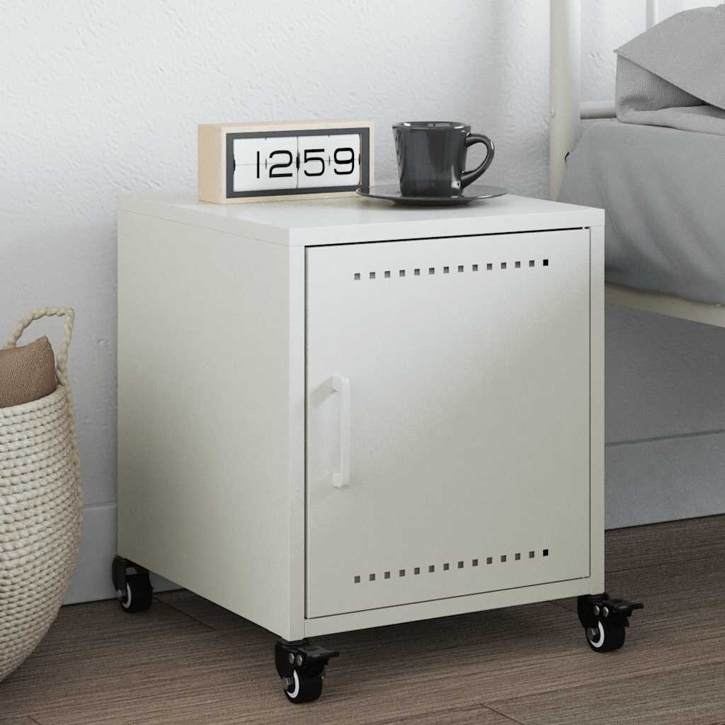 vidaXL Нощно шкафче бял 36x39x435 см стомана