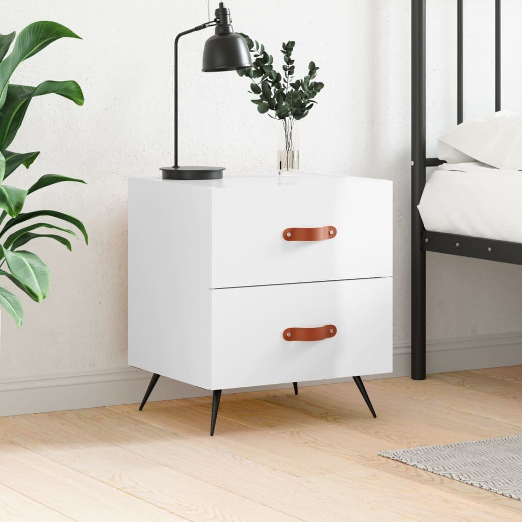vidaXL Нощно шкафче бял гланц 40x35x475 см инженерно дърво