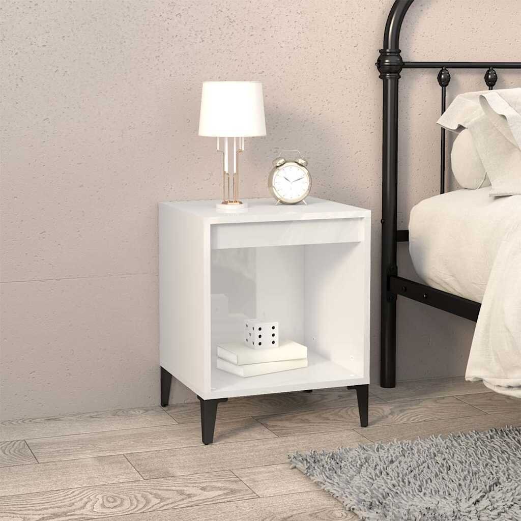 vidaXL Нощно шкафче бял гланц 40x35x50 см