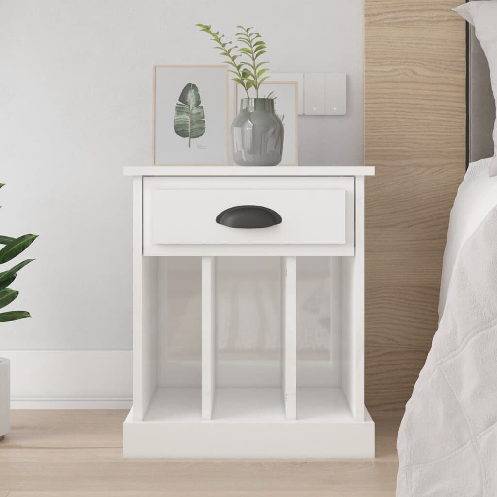 vidaXL Нощно шкафче бял гланц 43x36x50 см