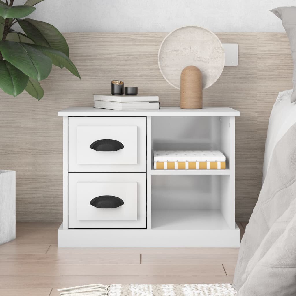 vidaXL Нощно шкафче бял гланц 60x355x45 см