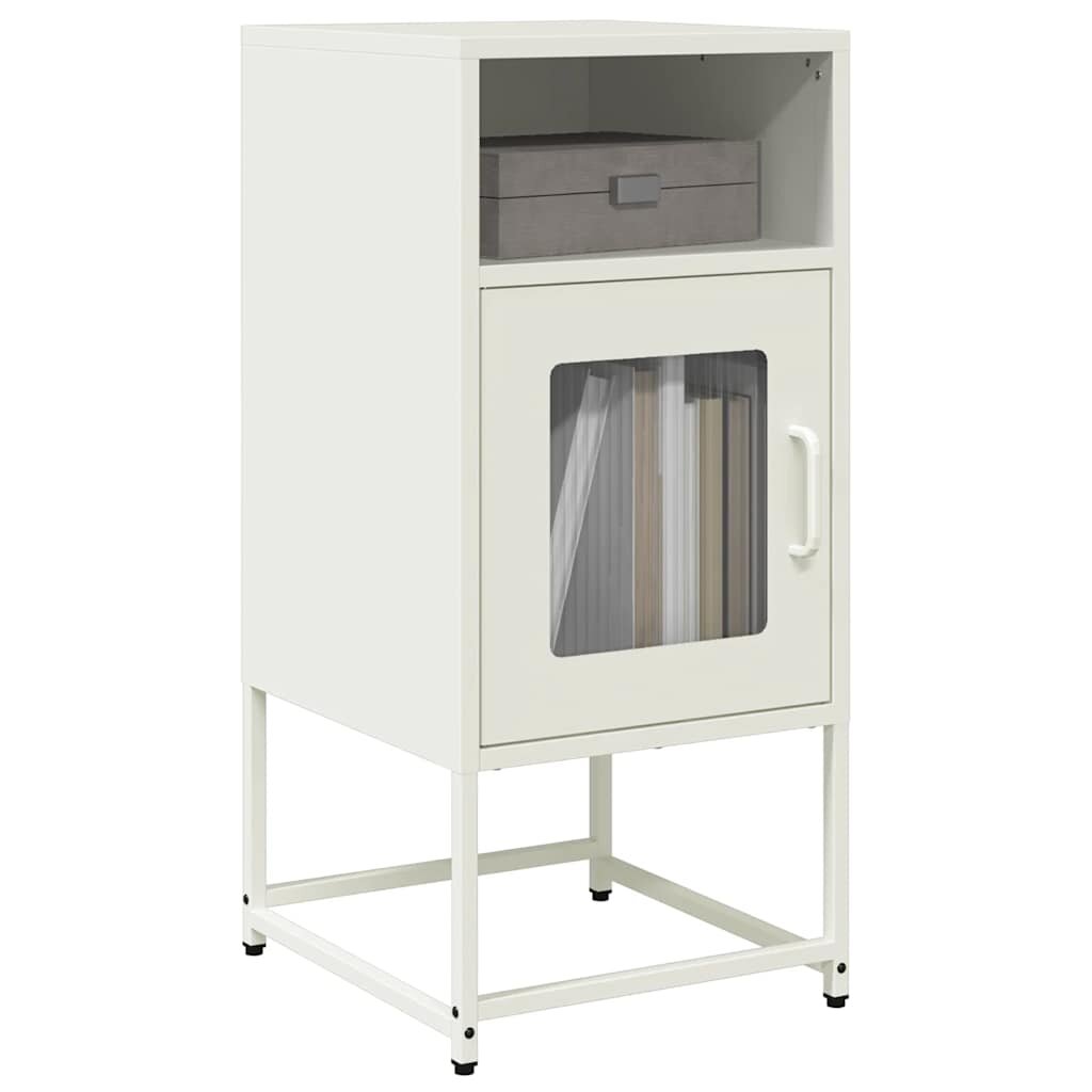 vidaXL Нощно шкафче бяло 36x39x78 cm Студено валцувана стомана
