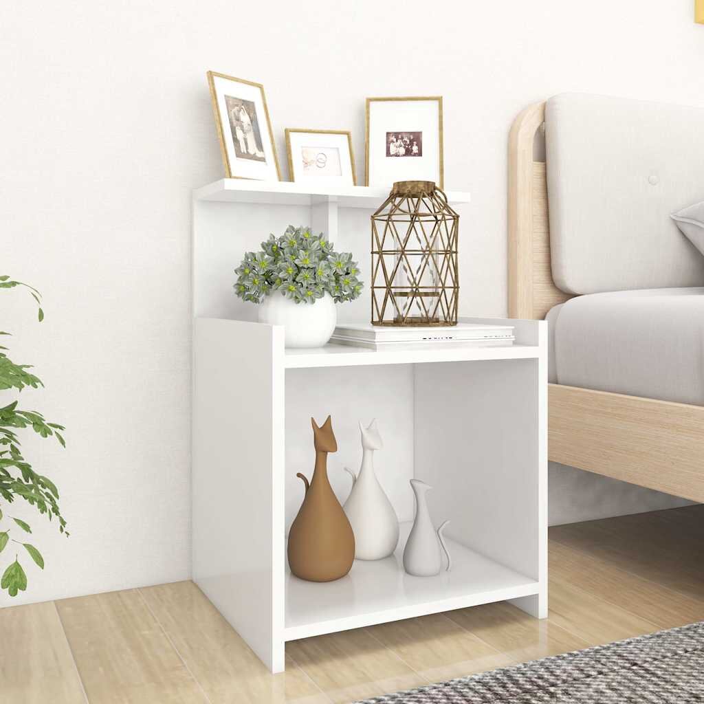 vidaXL Нощнo шкафче бяло 40x35x60 см инженерно дърво