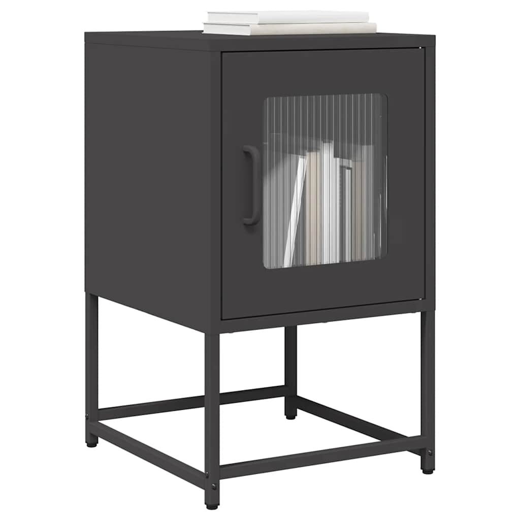 vidaXL Нощно шкафче черно 36x39x605 cm Студено валцувана стомана