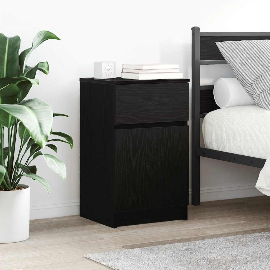 vidaXL Нощно шкафче черно 39x35x65 см инженерно дърво