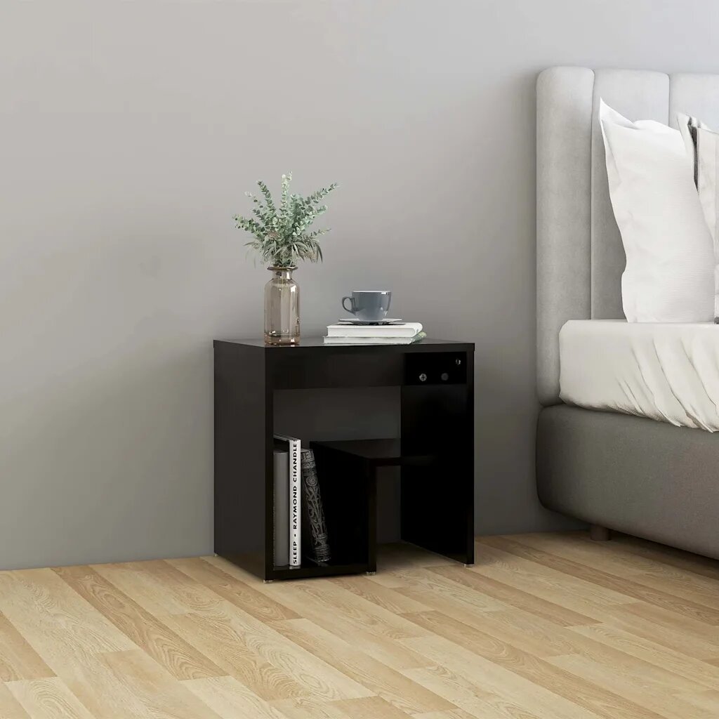 vidaXL Нощно шкафче черно 40x30x40 см инженерно дърво