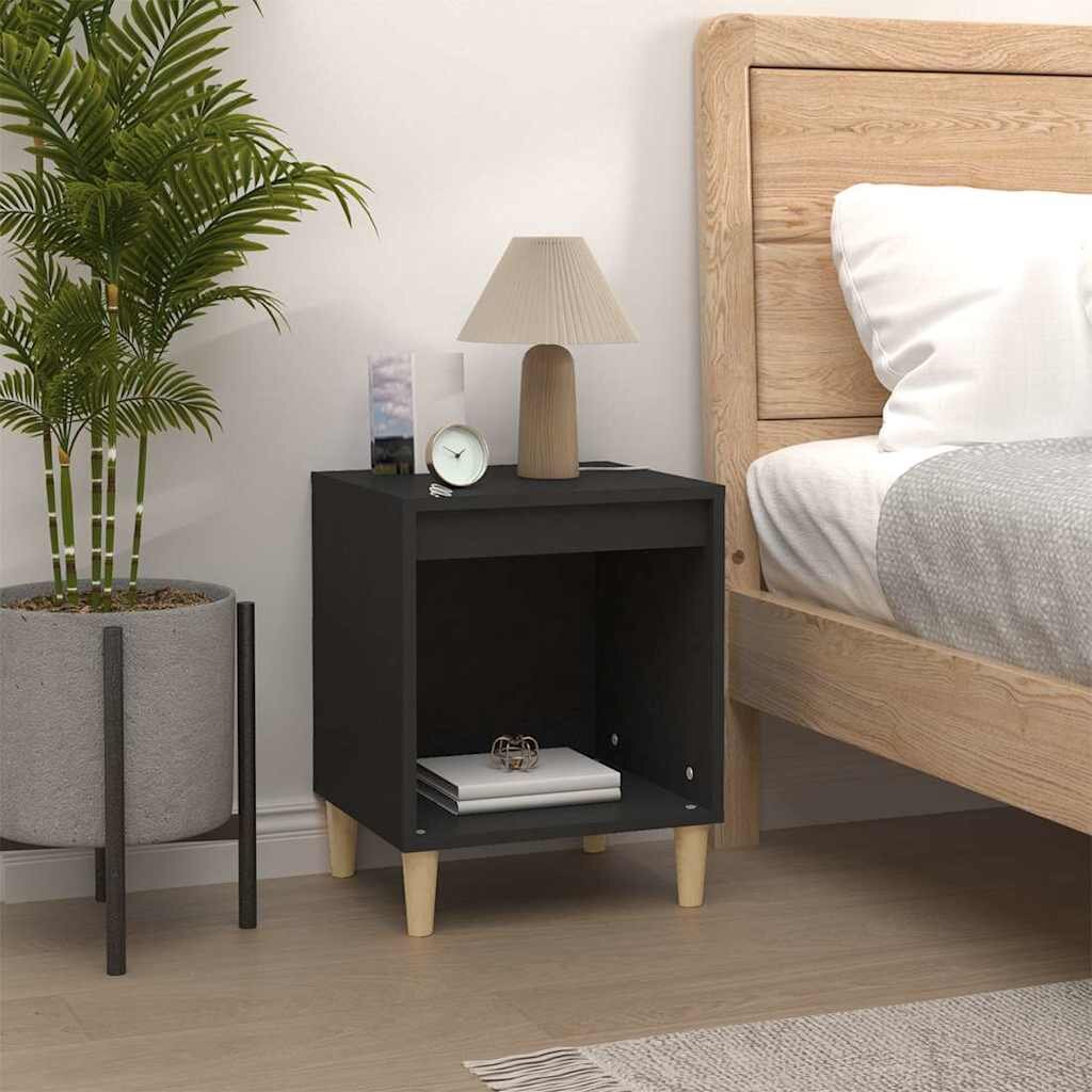 vidaXL Нощно шкафче черно 40x35x50 cm инженерно дърво