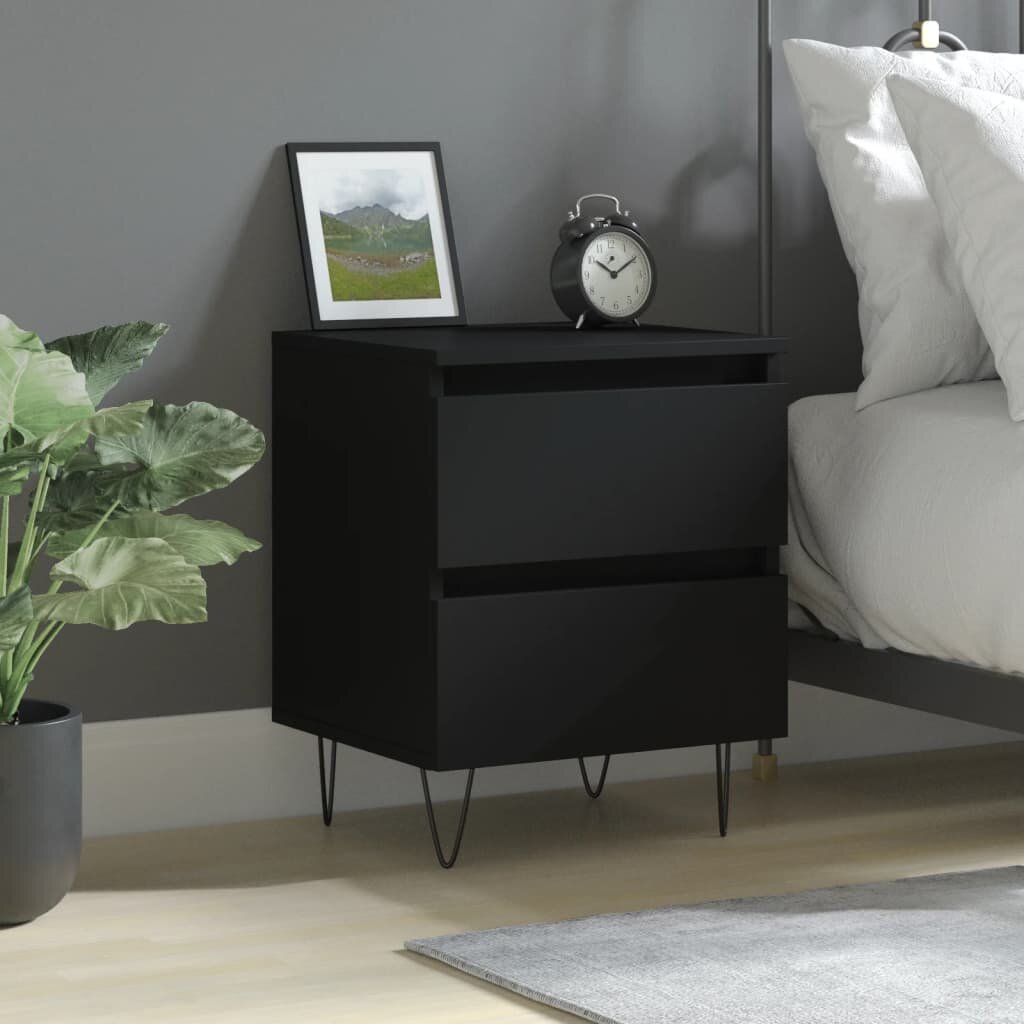 vidaXL Нощно шкафче черно 40x35x50 cm инженерно дърво