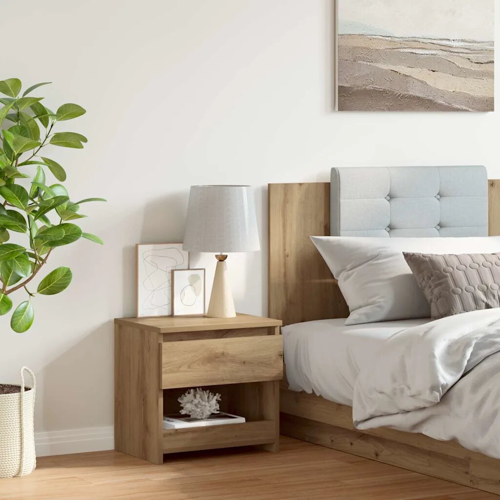 vidaXL Нощно шкафче дъб артизан 40x30x39 см инженерно дърво