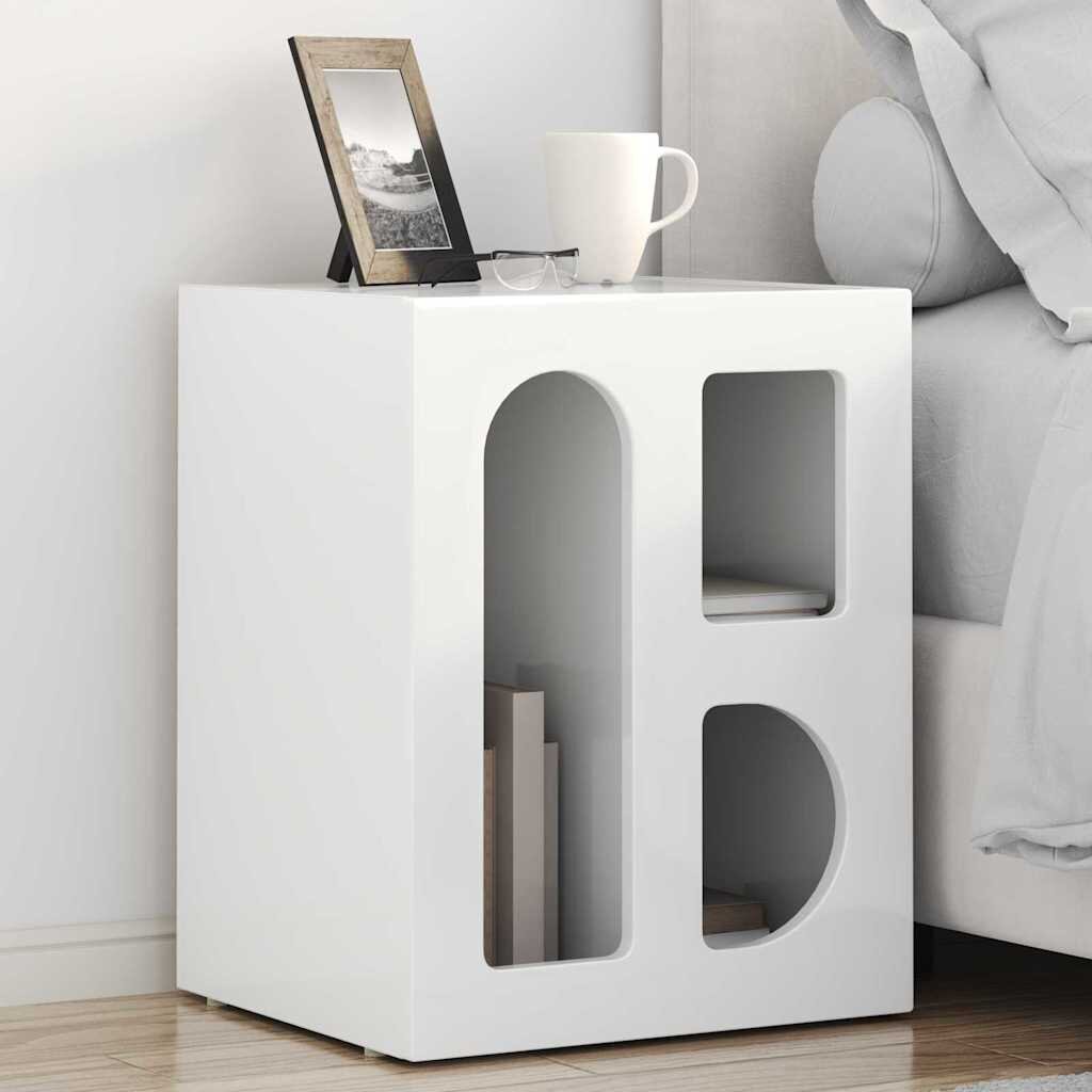 vidaXL Нощно шкафче ELST Лъскаво бяло 40 x 35 x 50 см
