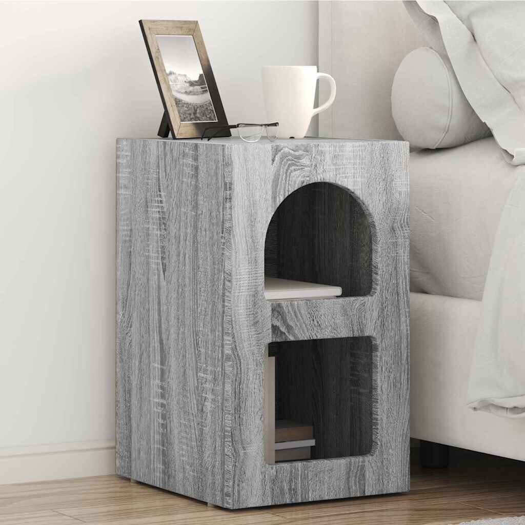 vidaXL Нощно шкафче ELST Сив Сонома 295 x 335 x 50 см