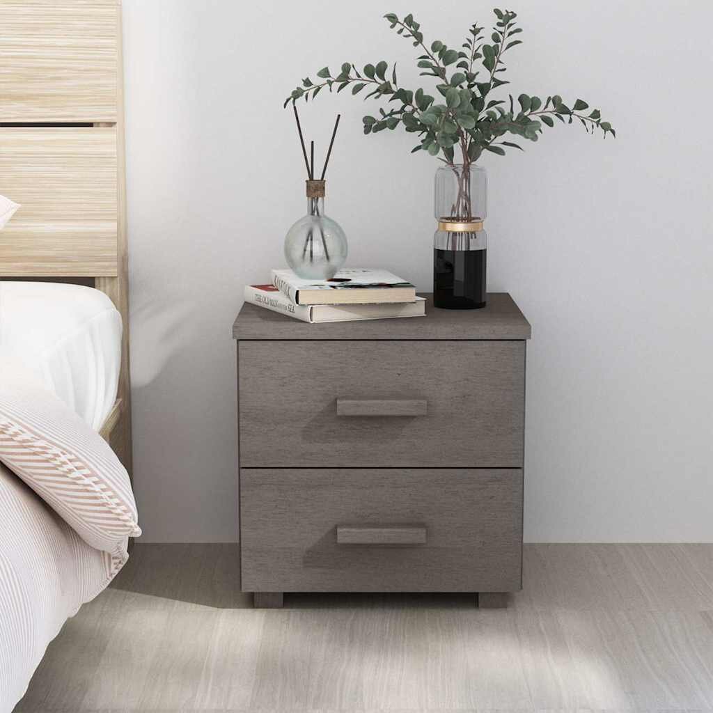 vidaXL Нощно шкафче HAMAR светлосиво 40x35x445 см бор масив