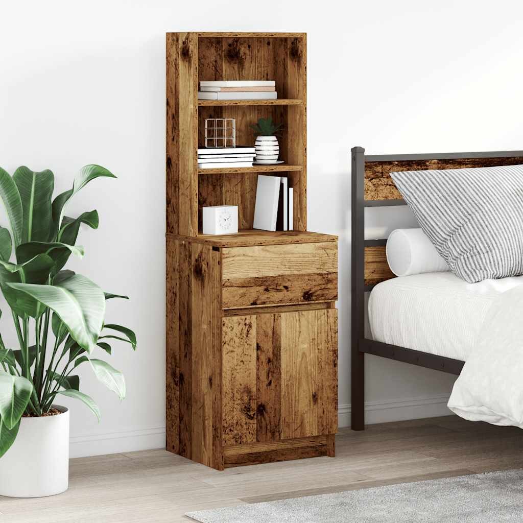 vidaXL Нощно шкафче от старо дърво 39x35x125 cm Инженерна дървесина